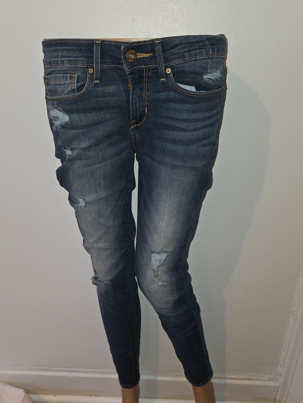 Denizen from Levi's Women's Dark Blue Distressed Skinny Jeans